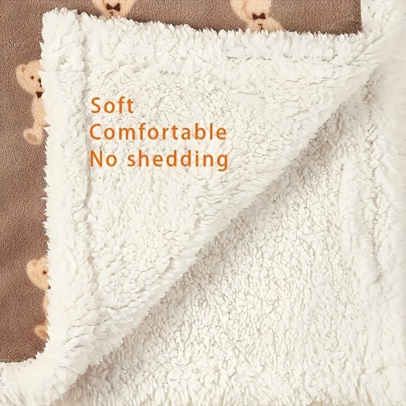 Cozy Bear Cow Pattern Plush Blanket - Luxurious Fleece-lined, Adorable Decor - Perfect Heartwarming Gift for Christmas, Thanksgiving, New Year, Valentines Day Lootquake LLC