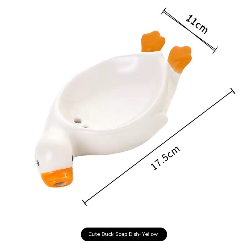 Small Yellow Duck Creative Ceramic Drain Soap Box Pi-Mart