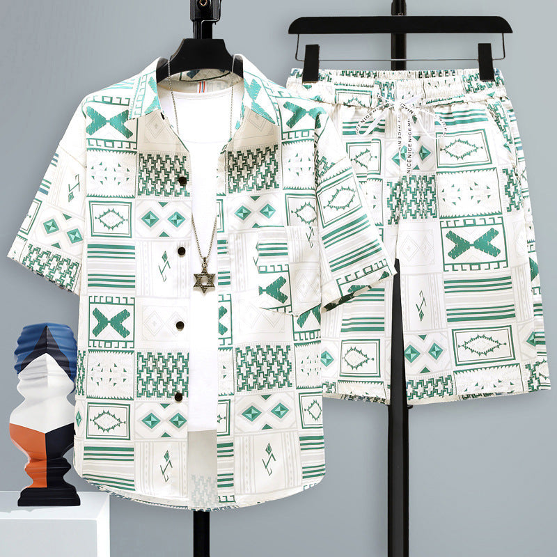Men's Short-sleeved Suit Youth Student Leisure Sports Cool Shorts Two-piece Set Lootquake LLC