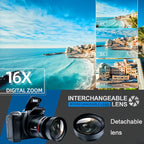 Digital Camera Photography With 2.4-inch LCD Screen, 16xdigital Camera 1080p Mini Camera Vlog Camera With 9.88mm Wide-angle Lens Cool Stuff Travel Essentials Gift, Body Camera Compact Travel Camera, Camera For Vlogqing, Camer Lootquake LLC