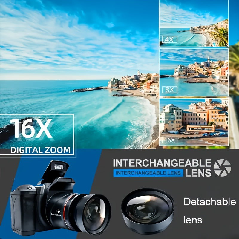 Digital Camera Photography With 2.4-inch LCD Screen, 16xdigital Camera 1080p Mini Camera Vlog Camera With 9.88mm Wide-angle Lens Cool Stuff Travel Essentials Gift, Body Camera Compact Travel Camera, Camera For Vlogqing, Camer Lootquake LLC