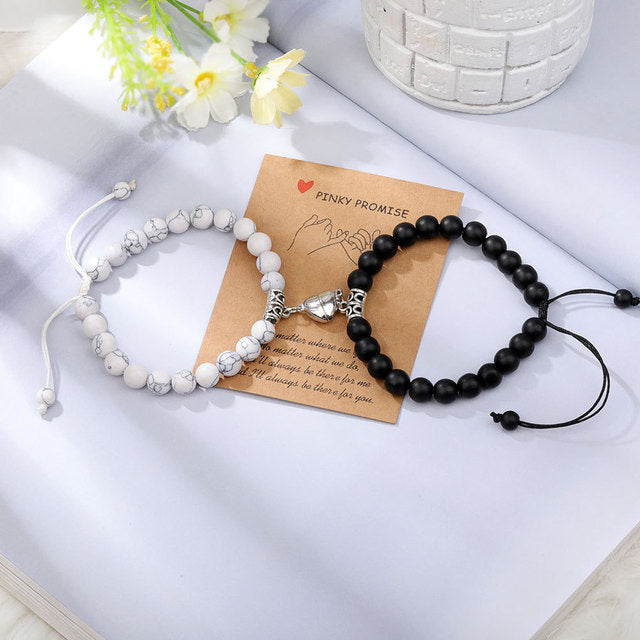 Natural Stone Beads Couple Magnetic Bracelets Pi-Mart
