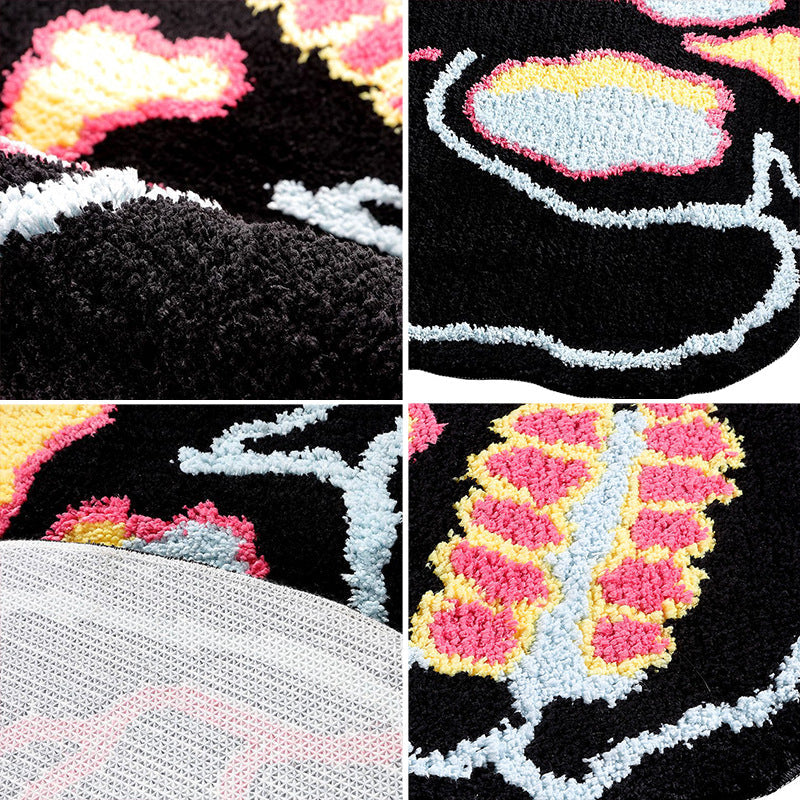 Special-shaped Fashion Black Skull Household Absorbent Non-slip Floor Mat Pi-Mart