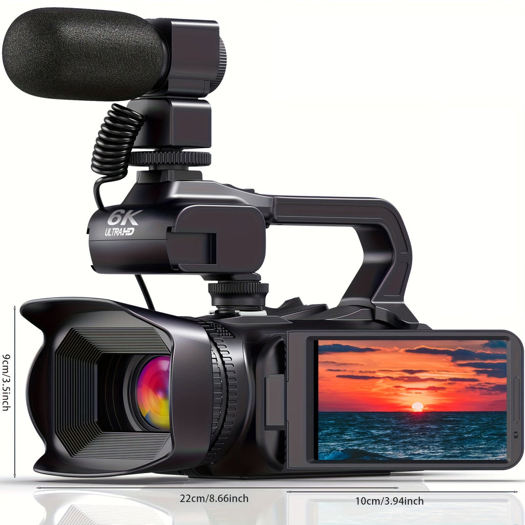 6K Ultra HD Video Camera Camcorder with 18X Zoom, IR Night Vision, 4.0" Touch Screen, WiFi, Microphone, 64GB SD Card, Remote Control & Charger - Perfect for Vlogging & Filming, Vlogging Camera | Touch Screen Camera | Highreso Lootquake LLC