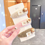 Children Cartoon Plush Bear Hairpin 3 Sets