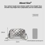 Simple chain bag, silver metallic shoulder Crossbody bag, fashionable small diamond bag women