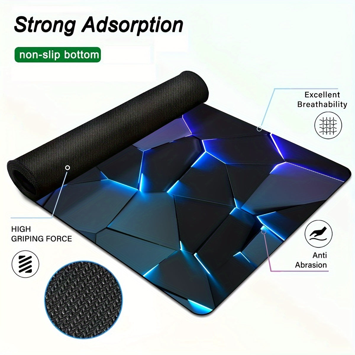 1pc Durable Gaming Mouse Pad with Stylish Geometric Design - Waterproof, Non-Slip, Washable Desk Mat for Keyboard, Sketchbook - Ideal Gift for Gamers, Office, and Study Accessories - Polyester Material No Battery Required Lootquake LLC