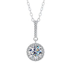 S925 Sterling Silver Moissanite Round Bag Three-piece Female Ring Necklace