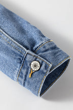 Light Blue Washed Oversize Pocketed Denim Jacket Lootquake LLC