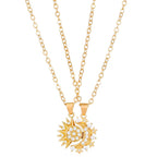 2pcs Necklace Sun And Moon Magnetic Pendant Clavicle Chain Necklace For Couple Lovers Pi-Mart