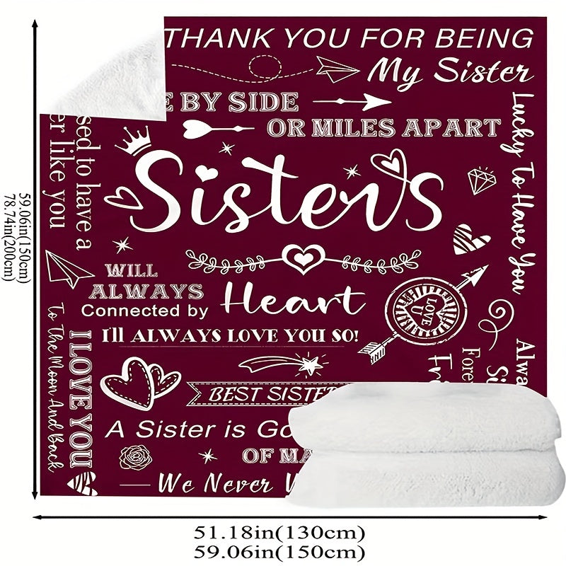 1pc To Sisters Gift Blanket, Lady's Gift, Sister Gift, Birthday Gift, Christmas Soft Cozy Purple Flannel Blanket Lootquake LLC