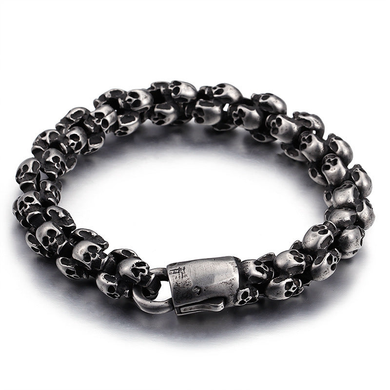 Men's Skull Ghost Head Vintage Stainless Steel Bracelet Pi-Mart