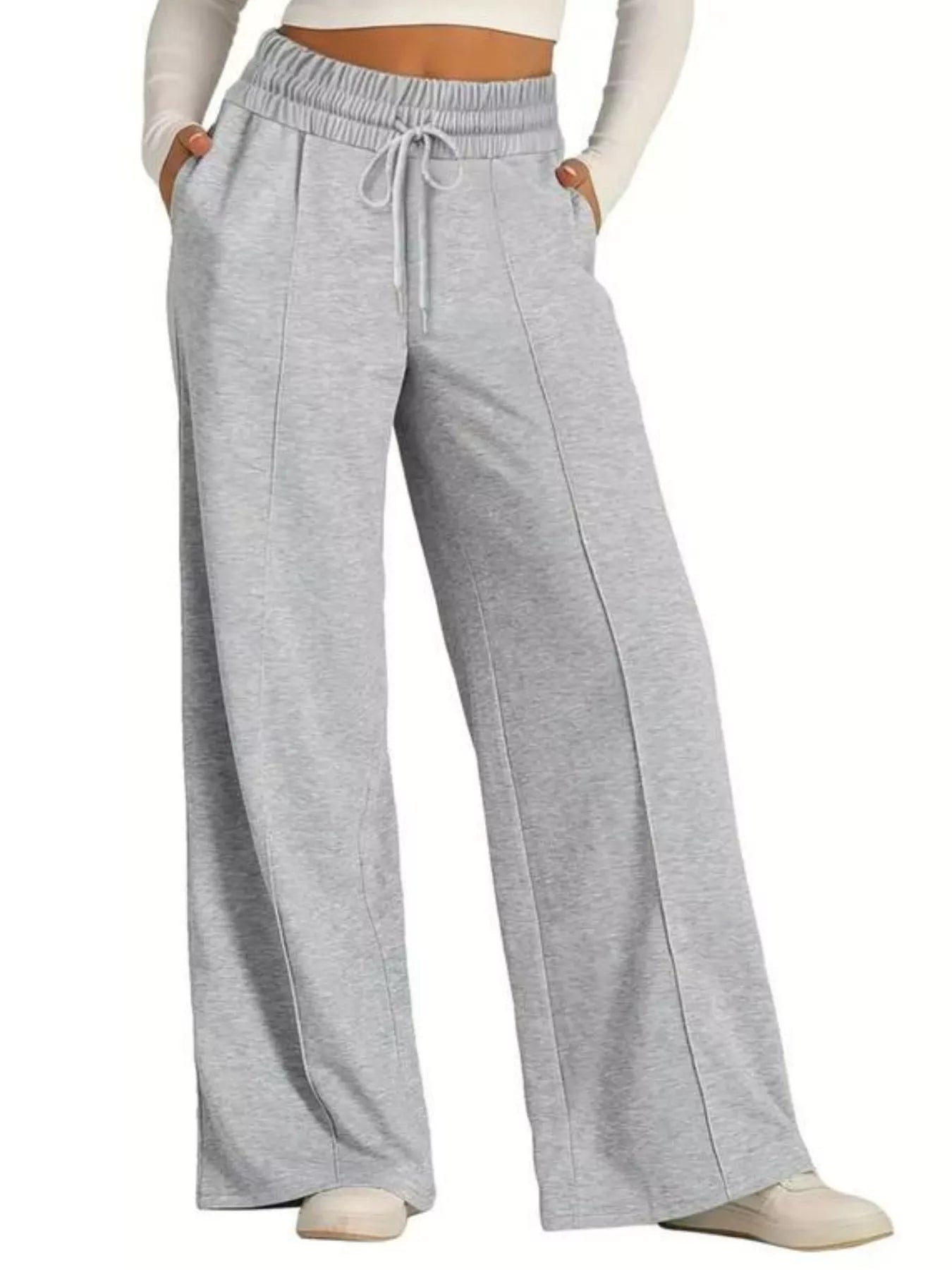 Drawstring Wide Leg Pants THRIXINE
