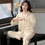 Elegant Women's Autumn And Winter Cotton-like Long Pajamas Two-piece Set Pi-Mart