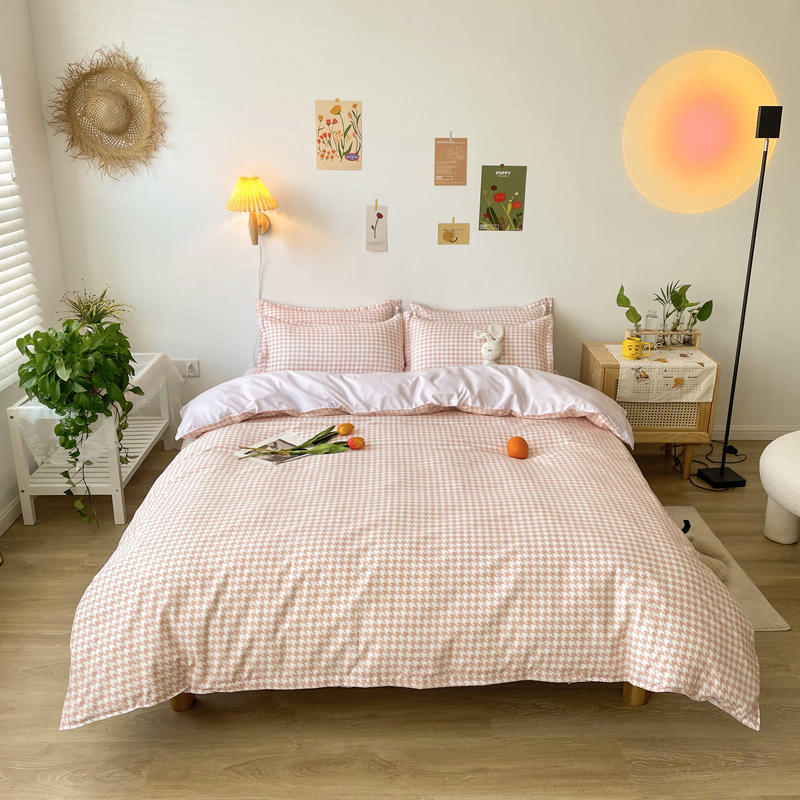 Student Dormitory Thick Sanded Aloe Cotton Four-piece Set Bed Linen Quilt Cover Bedding Pi-Mart