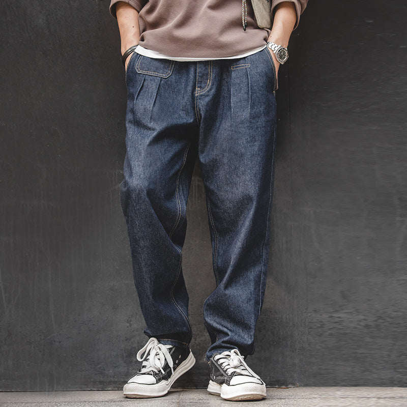 Washed Elastic Waist Loose Jeans Lootquake LLC