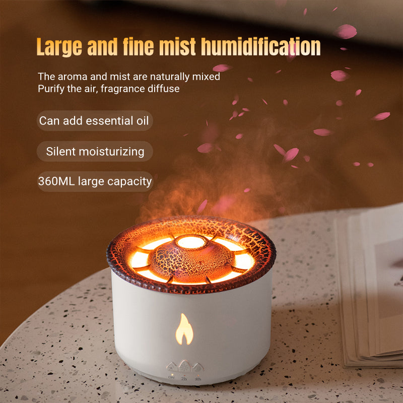 New Creative Ultrasonic Essential Oil Humidifier Volcano Aromatherapy Machine Spray Jellyfish Air Flame Humidifier Diffuser Pi-Mart