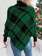 Plaid Turtleneck Batwing Sleeve Sweater - SJB-DIAMOND ELITES