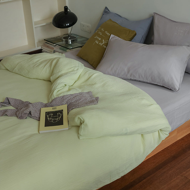 Four-piece Double-layer Yarn Simple Summer Duvet Cover Bedding Pi-Mart