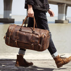Men's Retro Genuine Leather Super Large Capacity First Layer Cowhide Leather Hand Luggage Bag Pi-Mart