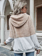 Contrast Drawstring Long Sleeve Hoodie Pi-Mart