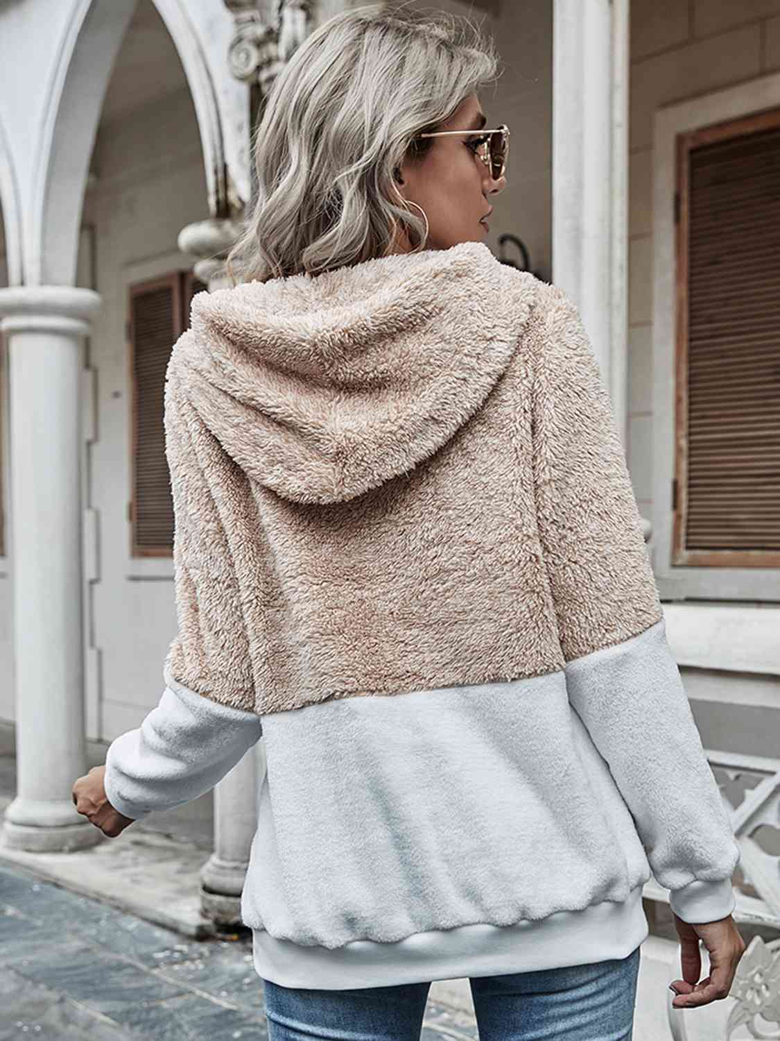 Contrast Drawstring Long Sleeve Hoodie Pi-Mart