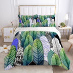 Nordic Spring Bedding Set Green Leaf Quilt Cover Pi-Mart