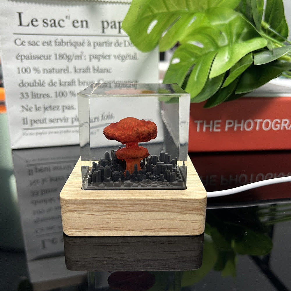 Handmade Resin Atomic Bomb Explosion Mushroom Cloud Small Night Lamp Ornaments Pi-Mart