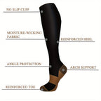 8 Pairs Copper-infused Unisex Compression Socks - Enhanced Circulation Support (10-20 MMHG) - Comfortable Knee High for Nurses, Pregnancy, Running, Hiking, Cycling Lootquake LLC