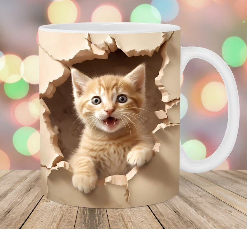Cat Hollow Wall Ceramic Coffee Mug Pi-Mart