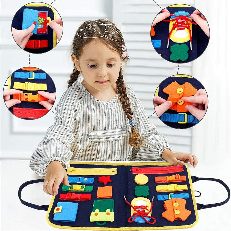 New Busy Book Children's Busy Board Dressing And Buttoning Learning Baby Early Education Preschool Sensory Learning Toy Pi-Mart