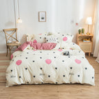 Cover Set Bed Cotton Quilt Bedsheet Bedding Duvet Fitted Pi-Mart