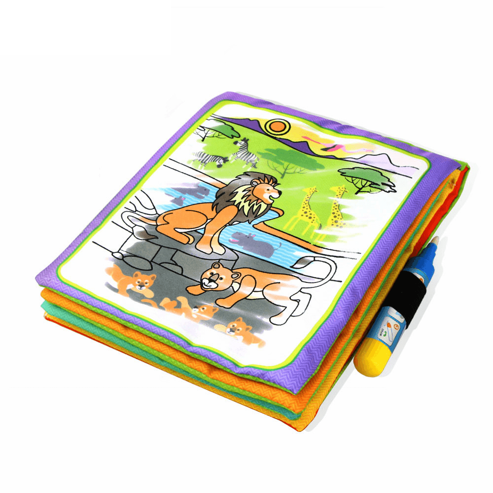 Modern Coloring Magic Water Drawing Book With Pen For Kids and Baby Educational Toy Animals Painting Writing Doodle Cloth Book Kids Drawing Board - SJB-DIAMOND ELITES