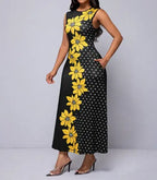 Ladies' Floral Print Off Shoulder Fashionable Dress - SJB-DIAMOND ELITES