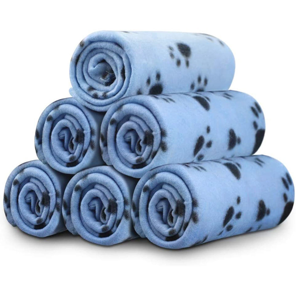 6 pack Cozy 24x28 Inch Paw Print Blanket for Dogs and Cats - Soft and Warm Bed Cover for Ultimate Comfort Christmas Gift Lootquake LLC