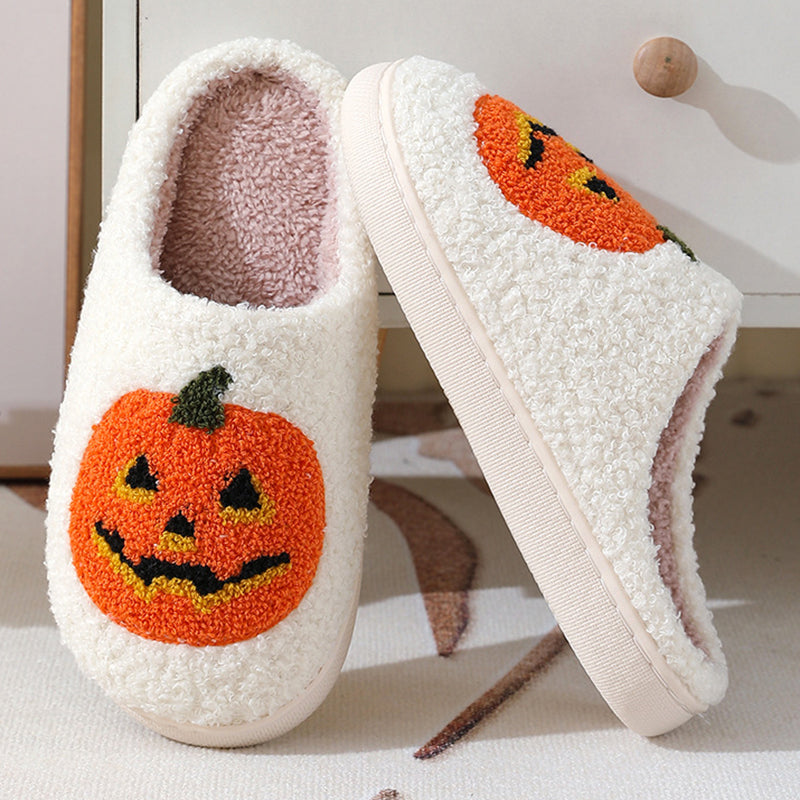 Halloween Pumpkin Cartoon Slippers Warm Winter Slippers Men And Women Couples Indoor House Shoes Pi-Mart