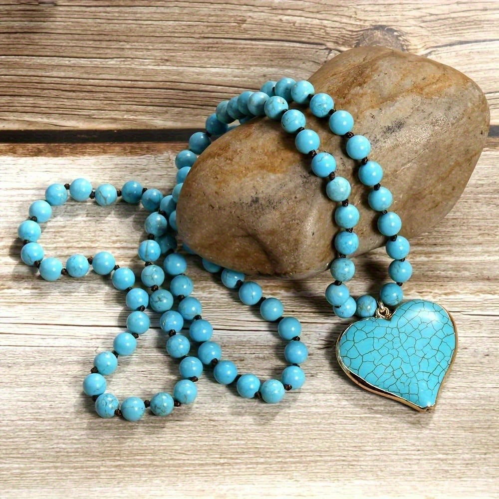 Vintage Ethnic Style Handmade Knotted Beaded Necklace Pi-Mart