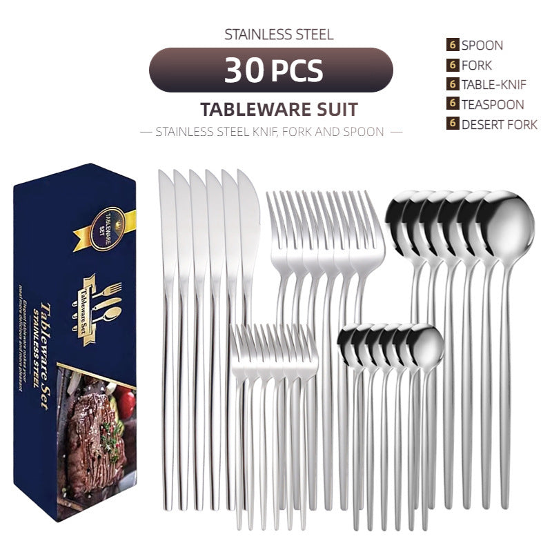 Stainless Steel Knife And Forks 30-piece Tableware Set Suit Pi-Mart