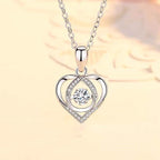 S925 Beating Heart-shaped Necklace Women Luxury Love Rhinestones Necklace Jewelry Gift For Valentine's Day Pi-Mart