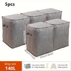 2pcs/5pcs Extra Large Capacity Stylish Houndstooth Storage Boxes - Durable, Space-Saving Closet Organizers with Handles for Easy Clothes, Blanket Storage and Organization at Home and Office Lootquake LLC