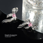 Sweet Pink Metal Bow Earrings Pi-Mart
