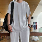 Drapey Short Sleeve Trousers Casual Two Piece Suit Lootquake LLC