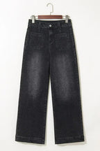 Sail Blue Wide Leg Pocketed High Waist Jeans