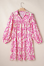 Beautiful Ivory Printed Long Sleeve Mini Dress Elegant & Chic Women's Fashion Dress