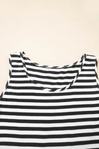 Black Stripe U Neck Sleeveless Loose Fit Mini Dress