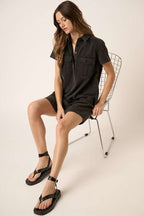 Button Detail Collared Neck Short Sleeve Shirt Dress For Women – Casual, Chic and Versatile Wardrobe Essential Stevvex