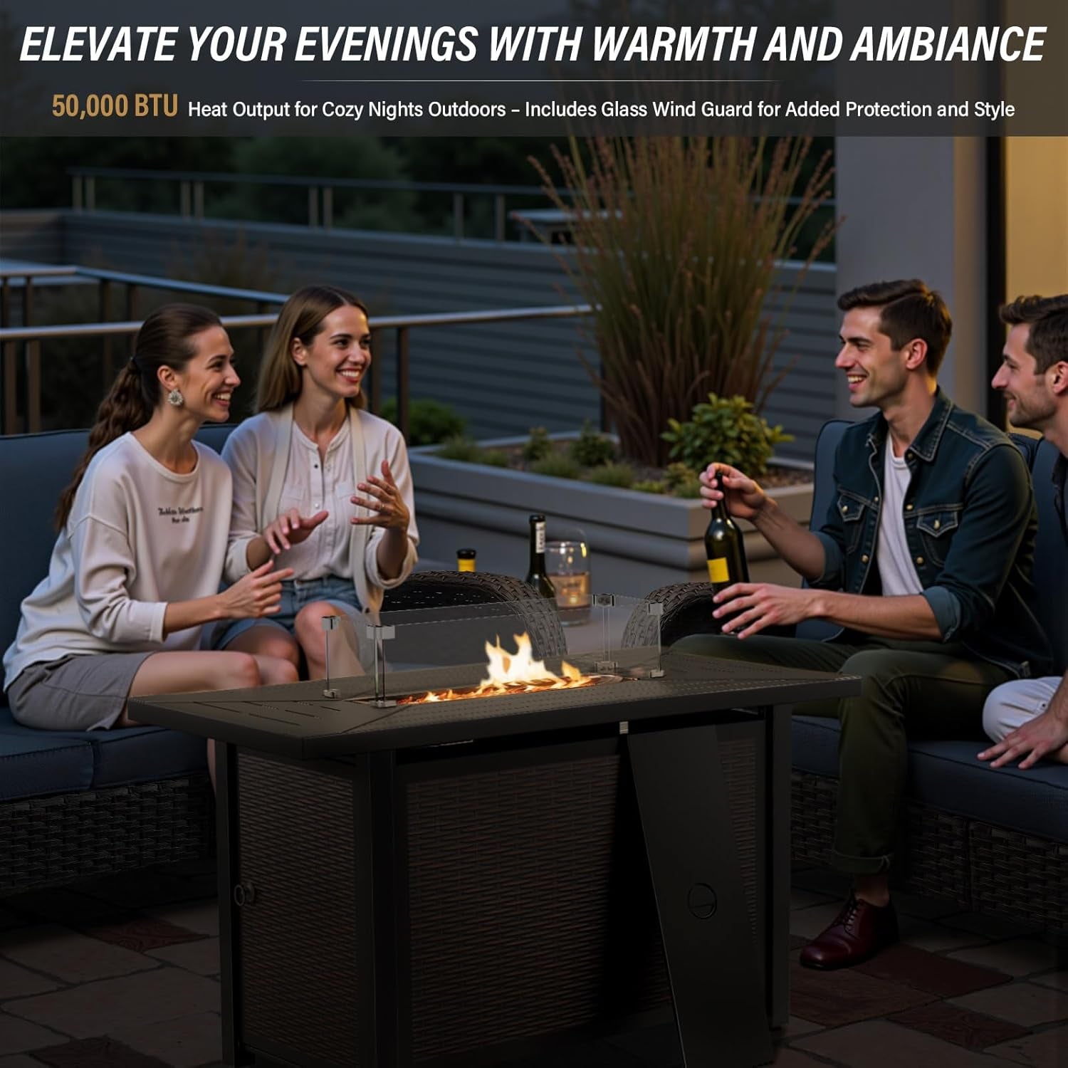 8 Piece Patio Furniture Set With 50000 BTU Fire Pit Lootquake LLC