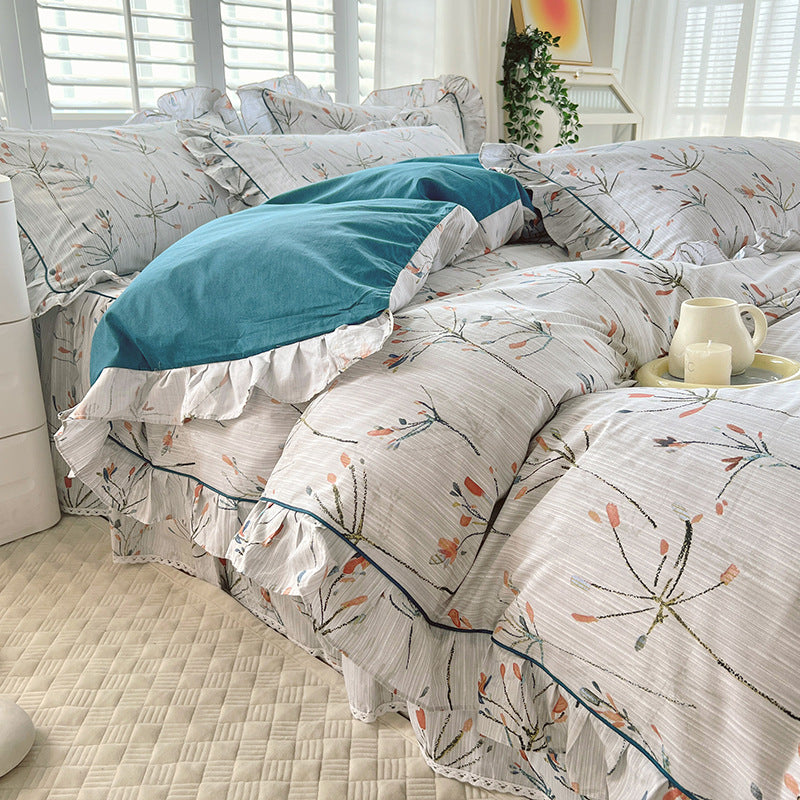 Bed Skirt Model Cotton Bedding Four-piece Set Sheet Quilt Cover Pi-Mart