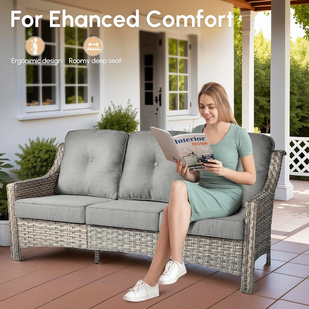 Outdoor Patio Furniture Set with Fire Pit and Ottomans Lootquake LLC