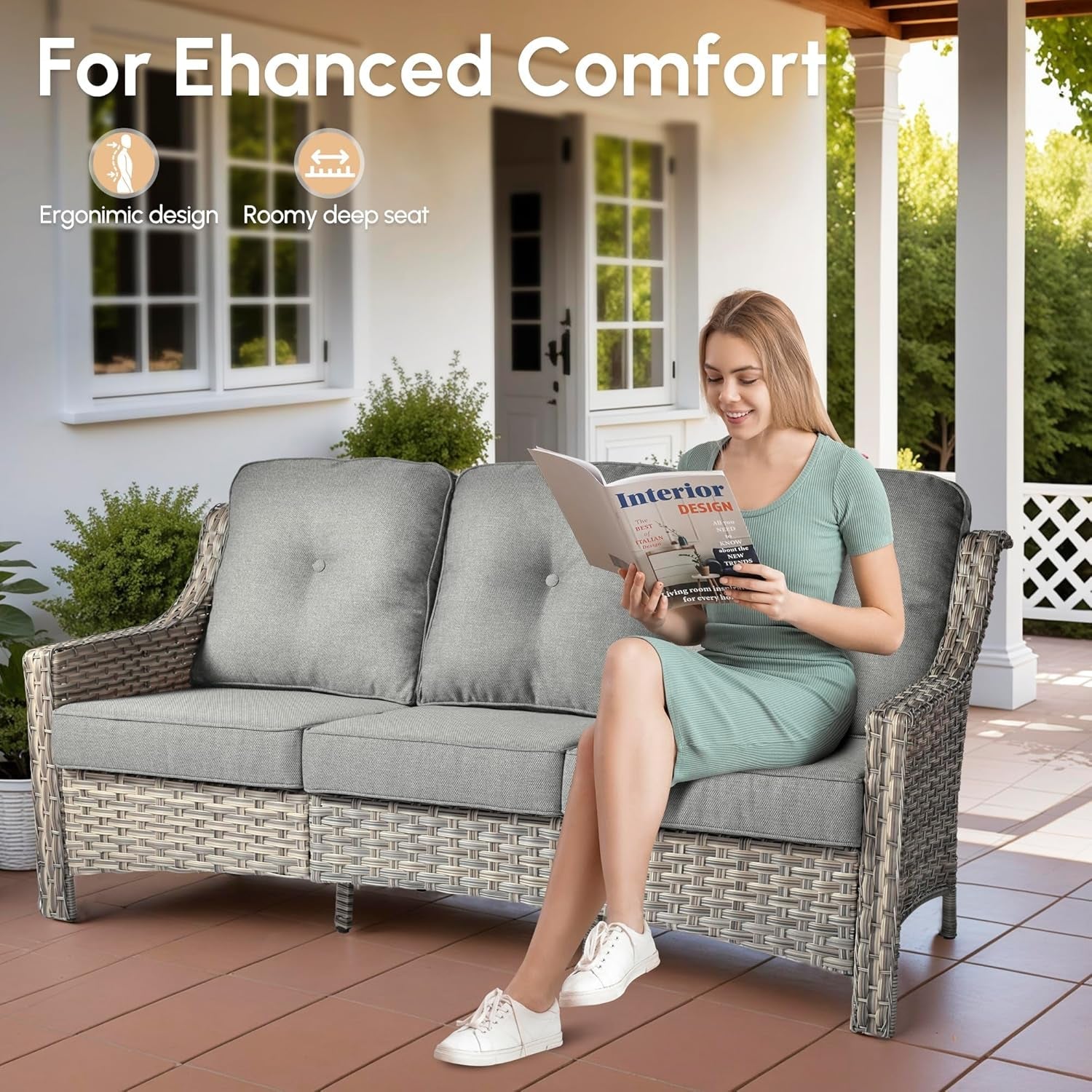 Outdoor Patio Furniture Set with Fire Pit and Ottomans Lootquake LLC